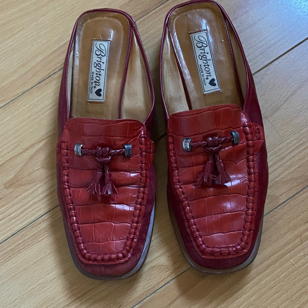 Vintage Brighton Women's Red Leather Mules